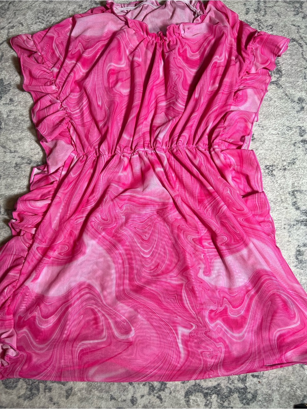 Grace Pink Swirl Ruffled blouse